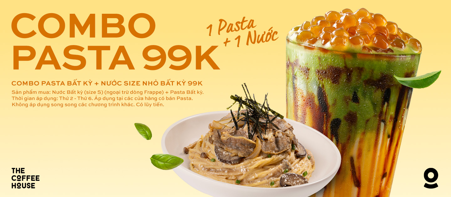 Combo Pasta bất kỳ + Nước size Nhỏ bất kỳ: 99K